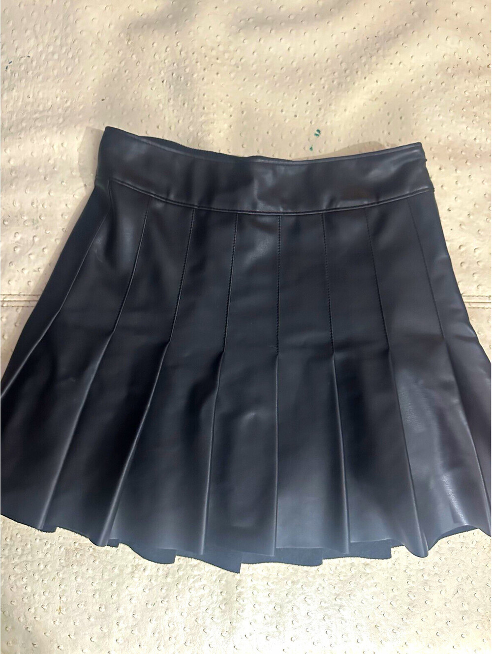 Abercrombie & Fitch Women's Black Vegan Faux Leather Pleated Mini Skirt Skater S